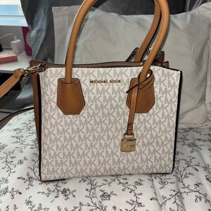 Michael Kors White and Tan crossbody Bag